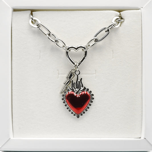 Showgirl's Flaming Heart - Silver