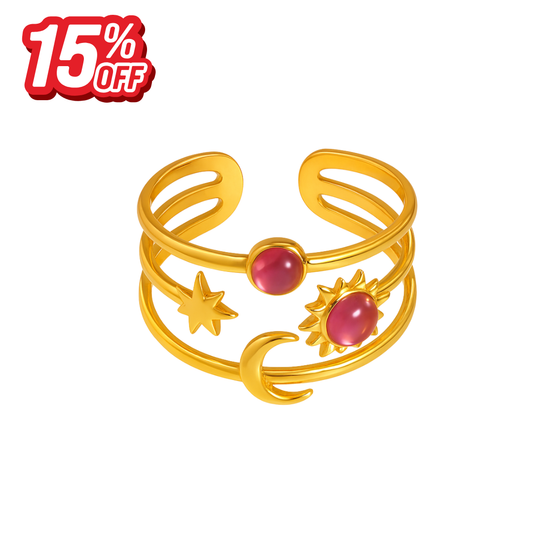Sunshine / Midnight Rain - Adjustable Ring