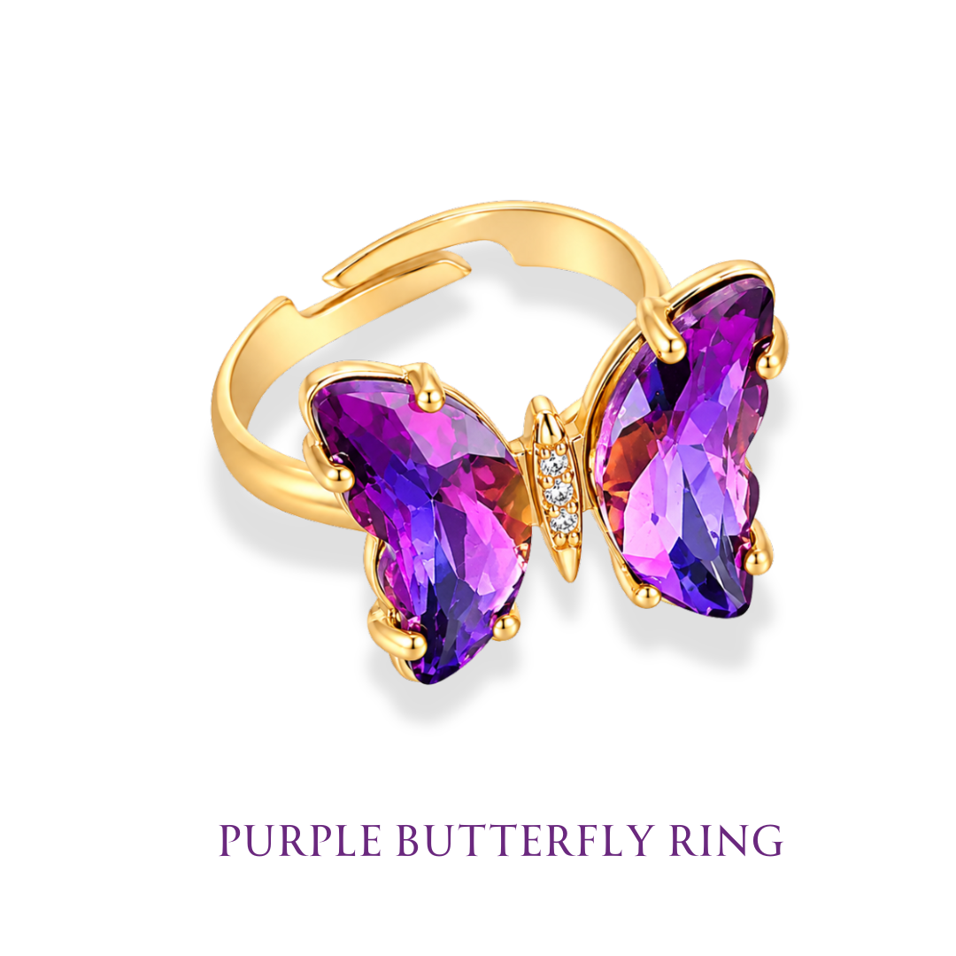 The Purple Butterfly - Adjustable Ring