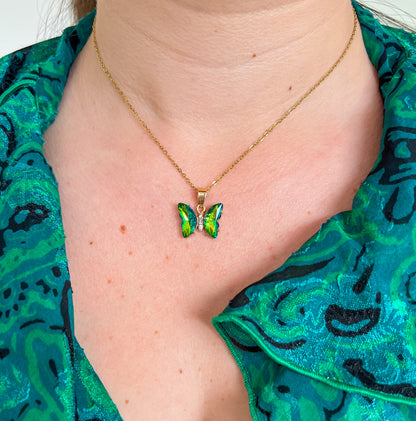 Green Butterfly Necklace - Opalite MV Inspired