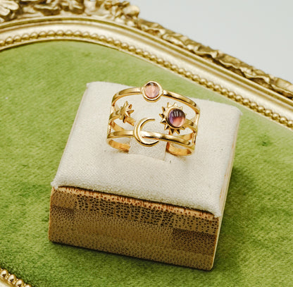 Sunshine / Midnight Rain - Adjustable Ring