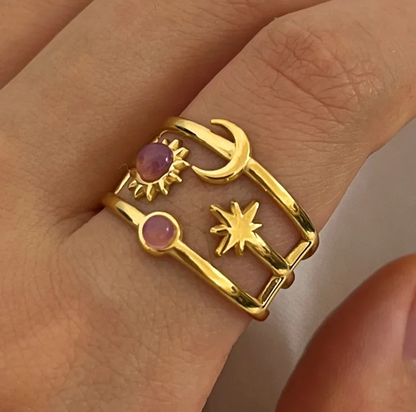 Sunshine / Midnight Rain - Adjustable Ring