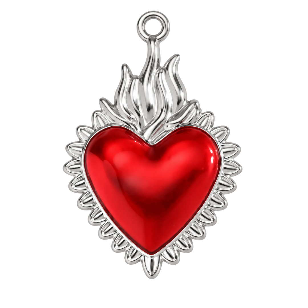 Showgirl's Flaming Heart - Silver