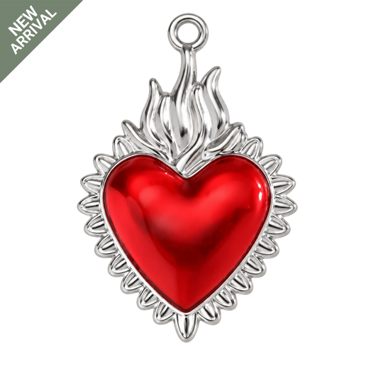 Showgirl's Flaming Heart - Silver
