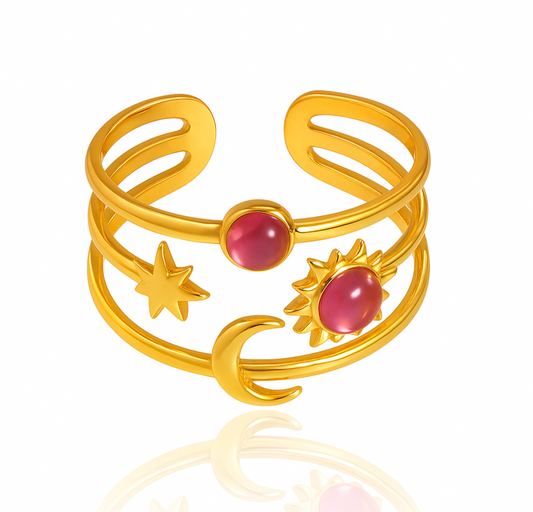 Sunshine / Midnight Rain - Adjustable Ring